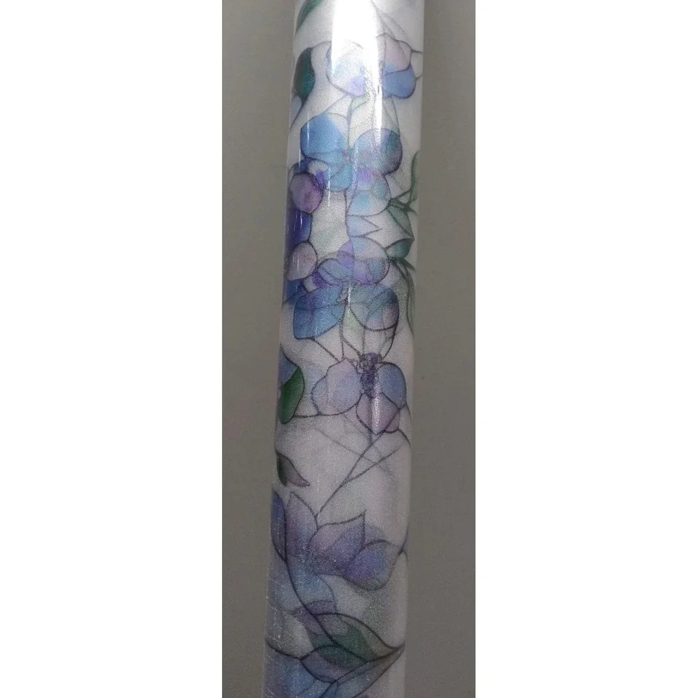 SOMWISE Frosted Glass Window Privacy Film Blue Floral Static Cling 35in x 157in